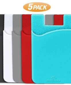Porte carte bancaire adhesif et universel en silicone pour smartphone (5 Packs)