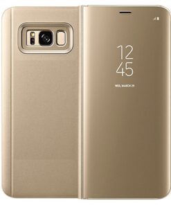 étui à rabat semi translucide pour Samsung Galaxy J6 (doré)