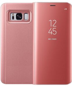 étui à rabat semi translucide pour Samsung Galaxy J6+ (rose)