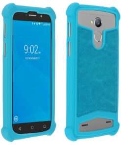 Coque universelle antichocs silicone/cuir bleue pour smartphone (3.8 à 4.3 pouces) pour Apple iPhone 5