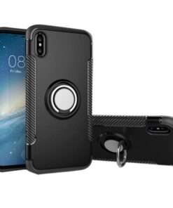 Coque en silicone et renfort carbone et anneau métallique Apple iPhone 6 Plus (noire)