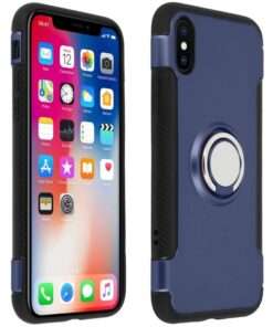 Coque en silicone et renfort carbone et anneau métallique Apple iPhone 6 Plus (bleue)