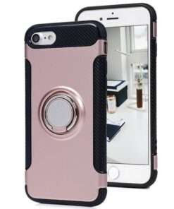Coque en silicone et renfort carbone et anneau métallique Apple iPhone 6 (rose)