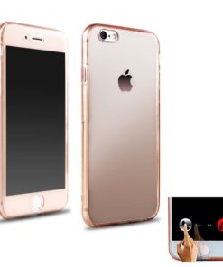 Coque protection intégrale 360 degrés en silicone translucide pour Apple iPhone 6 Plus (Rose)