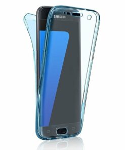 Coque protection intégrale 360 degrés en silicone translucide pour Samsung Galaxy A3 2017 (bleu)