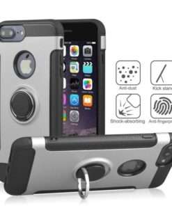 Coque en silicone et renfort carbone et anneau métallique Apple iPhone 6 (argent)