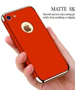 Coque antichocs rigide en 3 parties avec contours dorées pour Apple iPhone 6 Plus ( rouge/dorée)