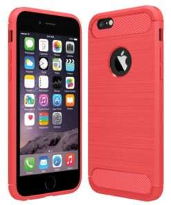Coque de protection en silicone effet métal brossé et carbone pour iPhone 5 ( rouge )
