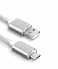 Lot de 2: câble chargeur/synchronisation micro USB de 2 mètres en nylon résistant (blanc)