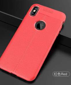 Coque/étui de protection en silicone aspect cuir pour Apple iPhone X ( rouge )