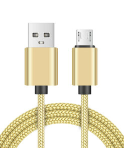 Lot de 2: câble chargeur/synchronisation micro USB de 2 mètres en nylon résistant (Or)