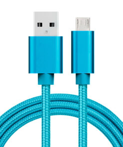 Lot de 2: câble chargeur/synchronisation micro USB de 2 mètres en nylon résistant (bleu)
