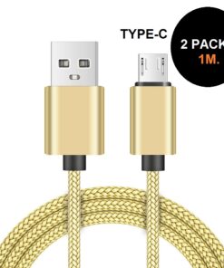 Lot de 2: câble chargeur/synchronisation USB type-C de 1 mètre en nylon résistant (Or)