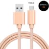 Lot de 2: câble chargeur/synchronisation USB type-C de 2 mètres en nylon résistant (rose)