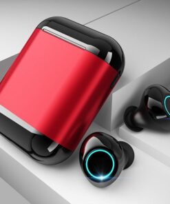Écouteurs stéréo sans fil bluetooth 5.0 true wireless son HiFi rouge