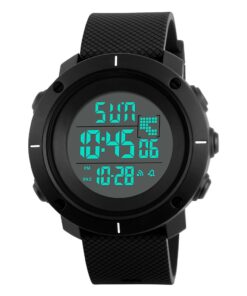 Montre mixte sport & loisirs silicone noir/blanc multifonctions affichage LED