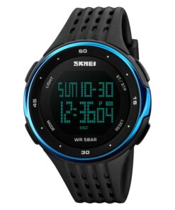 Montre Mixte noir/bleue antichocs Type Sport/Loisirs Affichage Numérique digital