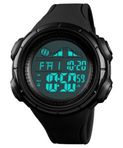 Montre Mixte sportive en silicone antichocs Affichage led digital full black