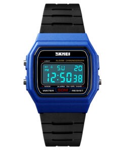 Montre femme digital étanche vintage année 80 très tendance couleur noir/bleu