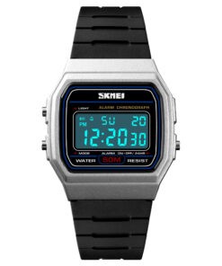 Montre femme digital étanche vintage année 80 très tendance couleur noir/argent