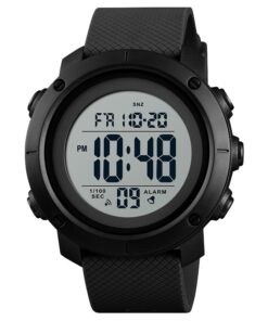Montre mixte sport & loisirs silicone full black multifonction avec écran clair