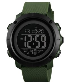 Montre mixte sport & loisirs silicone vert armée multifonction affichage led