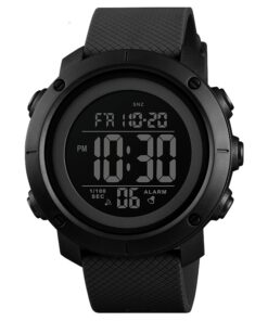 Montre mixte sport & loisirs silicone full black multifonction avec écran led