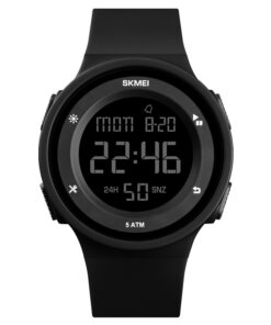 Montre sportive Mixte noire antichocs multifonctions avec bracelet en silicone