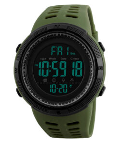 Montre Mixte design sportif outdoor multifonction antichocs vert armée