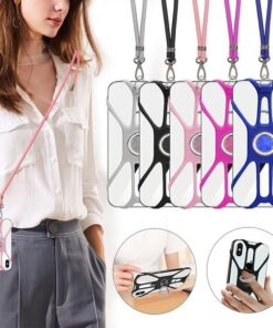 Coque tour de cou pour mobile taille universelle avec anneau de support metalique ( 7 couleurs )