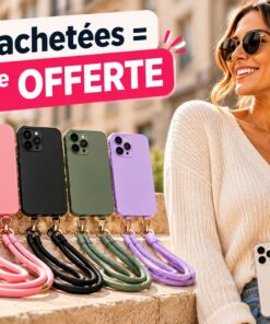 Coque tour de cou pour mobile taille universelle avec anneau de support metalique ( 7 couleurs ) – Image 3