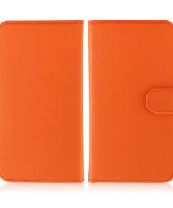 Etui-coque portefeuille universel à rabat en cuir pour smartphone orange