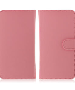 Etui-coque portefeuille universel à rabat en cuir pour smartphone rose