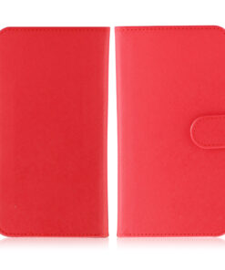 Etui-coque portefeuille universel à rabat en cuir pour smartphone rouge