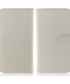 Etui-coque portefeuille universel à rabat en cuir pour smartphone blanc