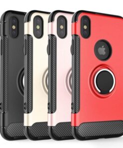 Coque etui silicone carbone avec anneau support metallique pour Apple iPhone 6 Plus