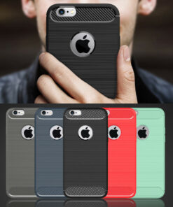 Coque-etui de protection en silicone effet metal et carbone pour Apple iPhone 6 Plus