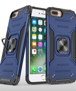 Coque armure Apple iPhone 7 Plus bleue haute protection avec anneau de soutien