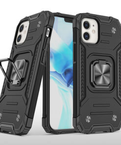 Coque armure Apple iPhone 12 Pro Max noire haute protection avec anneau de soutien