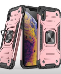 Coque armure Apple iPhone XS MAX rose haute protection avec anneau de soutien