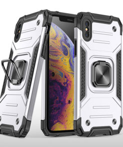 Coque armure Apple iPhone XS MAX grise haute protection avec anneau de soutien