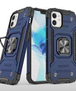Coque armure Apple iPhone 11 Pro bleue haute protection avec anneau de soutien