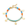 Bracelet chapelet orné de pierre colorés et d'étoiles dorées