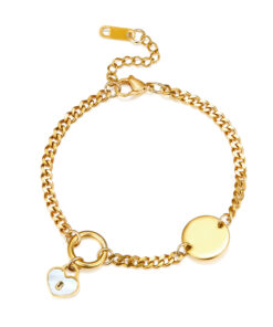 Bracelet gourmette Bohème doré orné avec divers pendentifs fantaisie