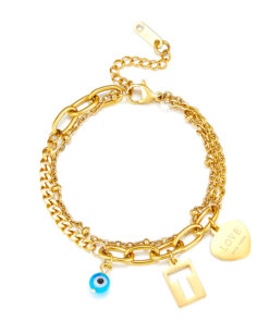Bracelet chainette Bohème orné avec divers pendentifs fantaisie