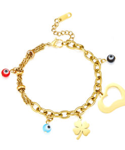Bracelet chainette Bohème orné avec divers grelots fantaisie