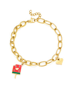 Bracelet gourmette Kiss orné avec divers grelots fantaisie