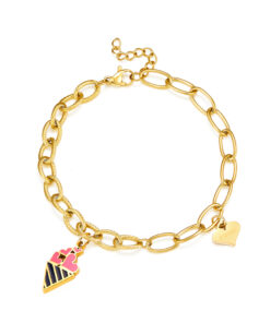 Bracelet gourmette Ice cream orné avec divers grelots fantaisie