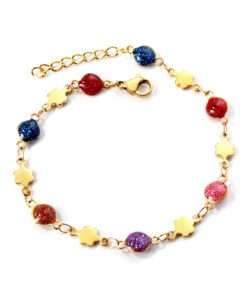 Bracelet Style Elegance orné de pierres de synthèse colorées