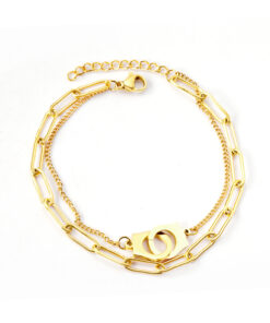 Bracelet chaine contemporain doré et orné d'un pendentif original
